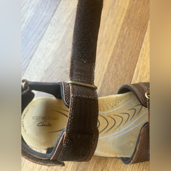 Clarks Men's Hapsford Creek Sandals Brown‎ Tumbled Leather Sz 10.5 Outdoor Beach - Picture 7 of 13